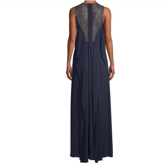 BCBG MaxAzria | Cascading Back Ruffle Gown Navy - Picture 2 of 8